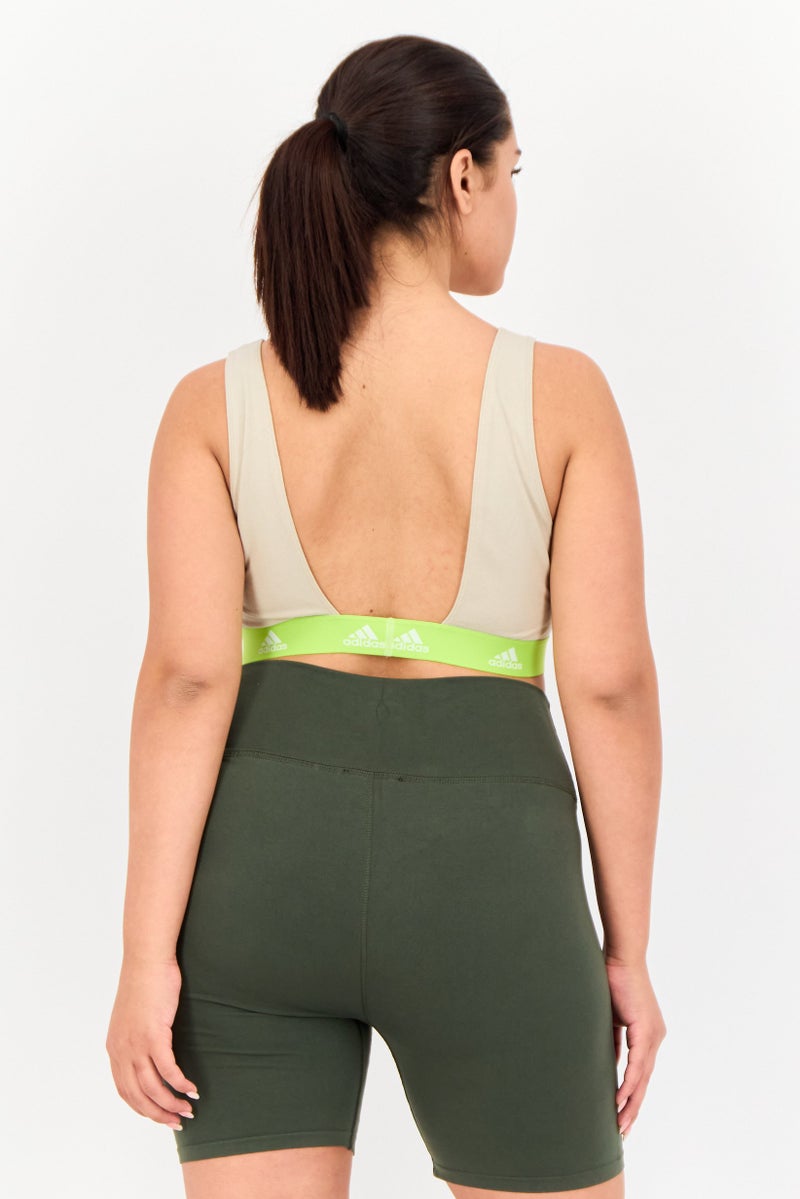 Adidas Women Brand Logo Non-Padded Bralette, Beige - Image 3