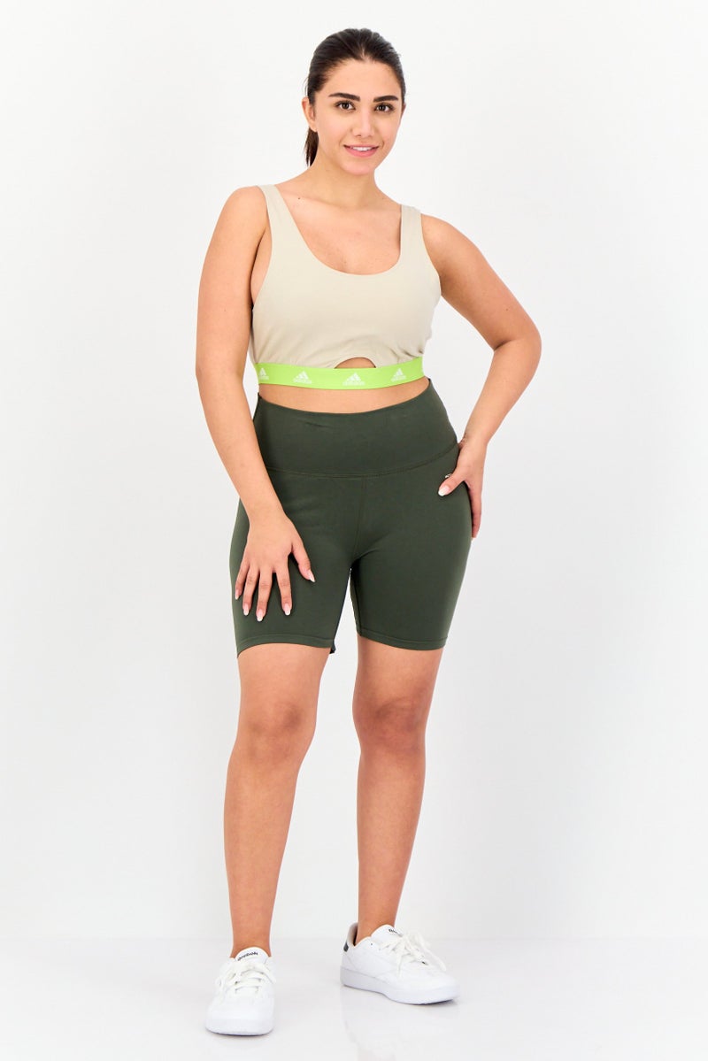 Adidas Women Brand Logo Non-Padded Bralette, Beige - Image 4