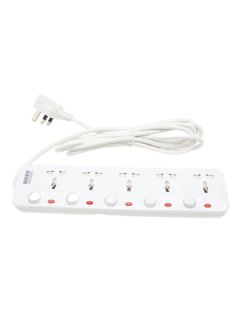 بوس_لايف_ستايل شرائح طاقة بمخرج 5 اتجاهات، محول قابس عالمي مع سلك تمديد 3M، محطة شحن للمنزل والمكتب والتبديل بشكل فردي - Image 2
