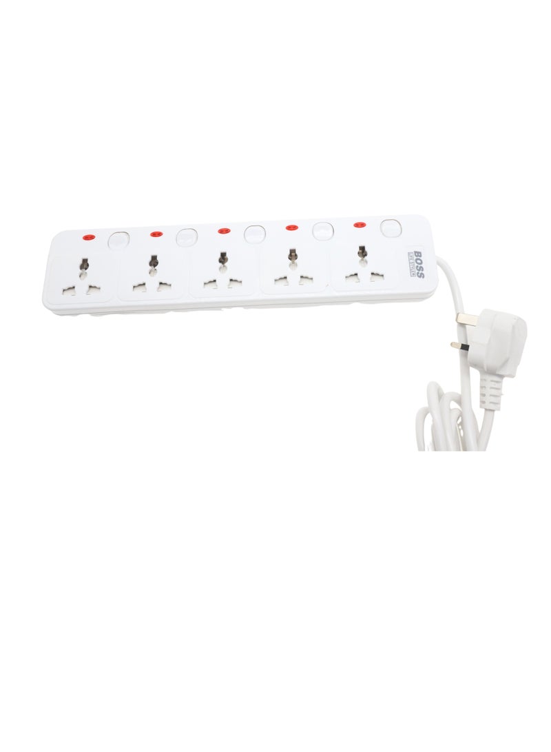 بوس_لايف_ستايل شرائح طاقة بمخرج 5 اتجاهات، محول قابس عالمي مع سلك تمديد 3M، محطة شحن للمنزل والمكتب والتبديل بشكل فردي - Image 3