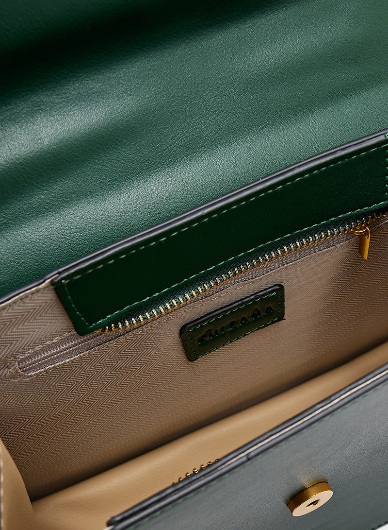 خزانة Croc Panel Satchel Bag With Clasp