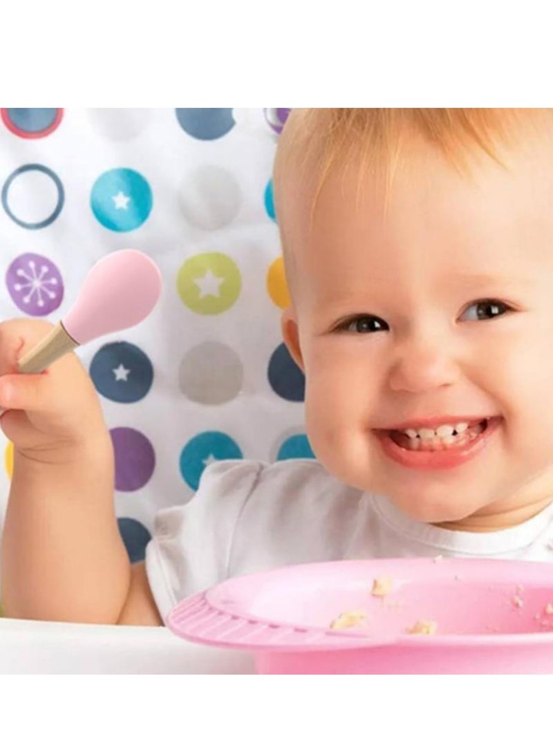 Loquat 6 Pcs Silicone and Wood Handle Utensil Set - Including Silicone Serving Spoons, Espresso Spoons, Basting Spoon - Image 5