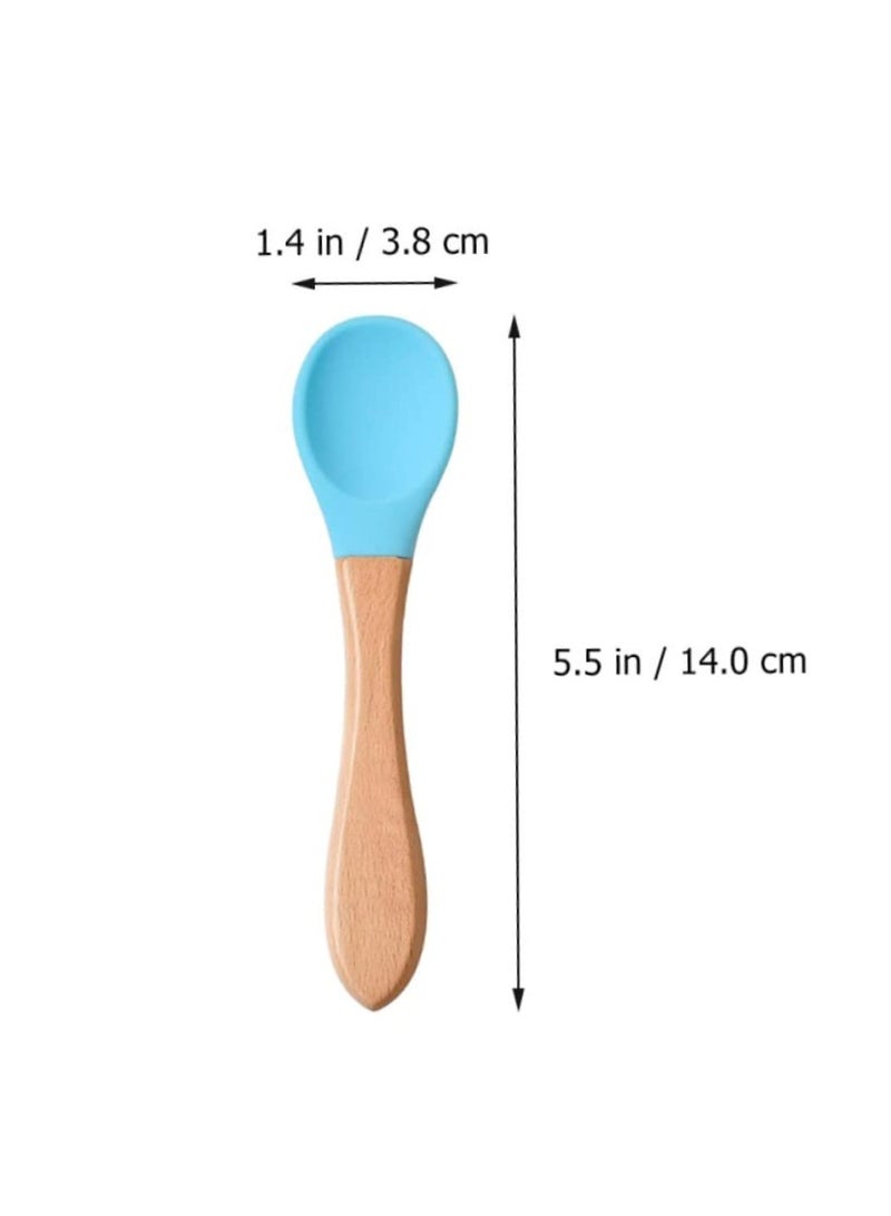 Loquat 6 Pcs Silicone and Wood Handle Utensil Set - Including Silicone Serving Spoons, Espresso Spoons, Basting Spoon - Image 2