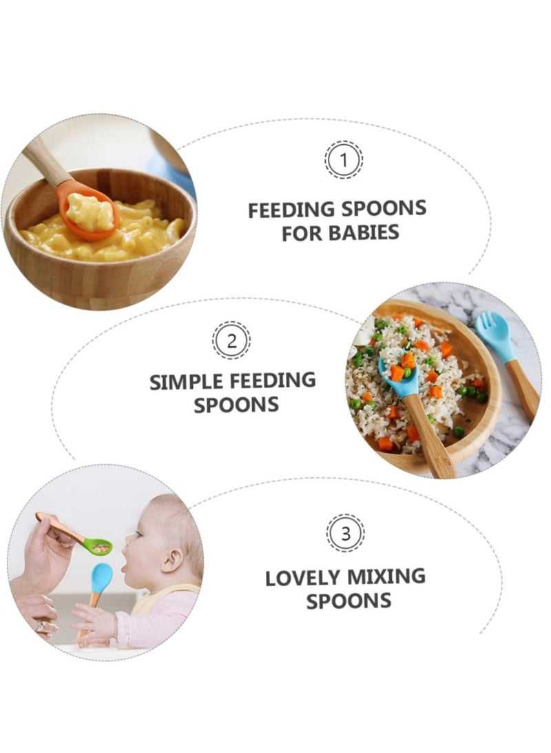 Loquat 6 Pcs Silicone and Wood Handle Utensil Set - Including Silicone Serving Spoons, Espresso Spoons, Basting Spoon - Image 3