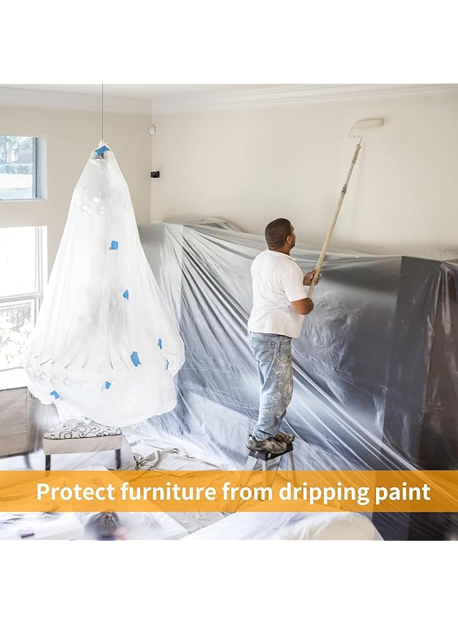 erorex Plastic Dust Sheets 2.4M X 100M Tape And Drape Painters Plastic Drop Cloth For Automotive Painting Covering House Decoration Furniture Floor Dustproof Cover - Image 4
