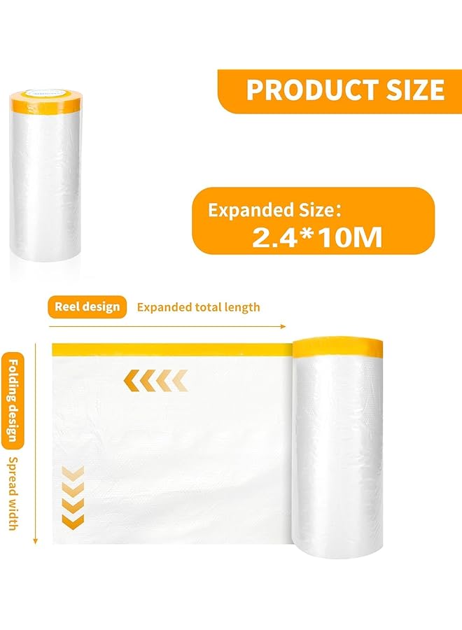 erorex Plastic Dust Sheets 2.4M X 100M Tape And Drape Painters Plastic Drop Cloth For Automotive Painting Covering House Decoration Furniture Floor Dustproof Cover - Image 2