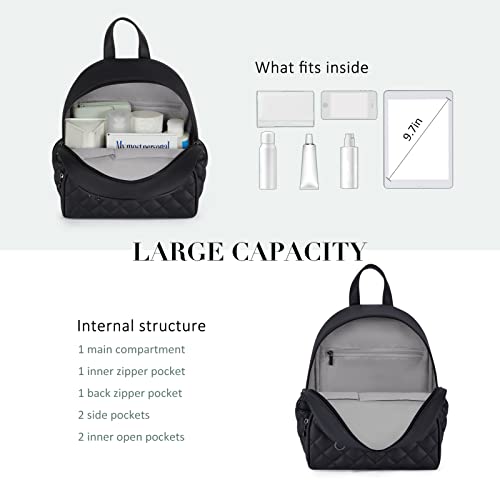 ECOSUSI Mini Backpack for Women Leather Small Backpack Purse for Ladies Cute Pom Bookbag Travel Shoulder Bag with Charm Tassel Black - Image 3