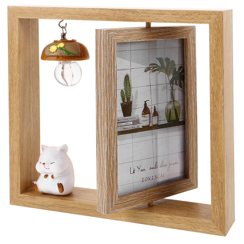 1pc Double-side Rotating Photo Frame Cartoon Photo Frame Desktop Adornment - Image 1