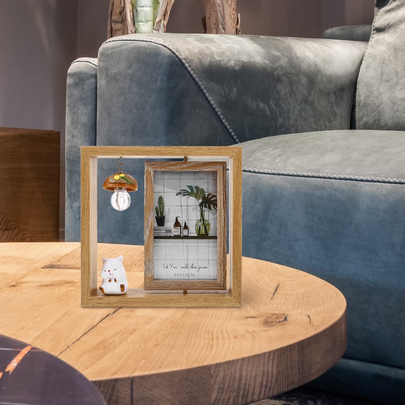 1pc Double-side Rotating Photo Frame Cartoon Photo Frame Desktop Adornment - Image 2