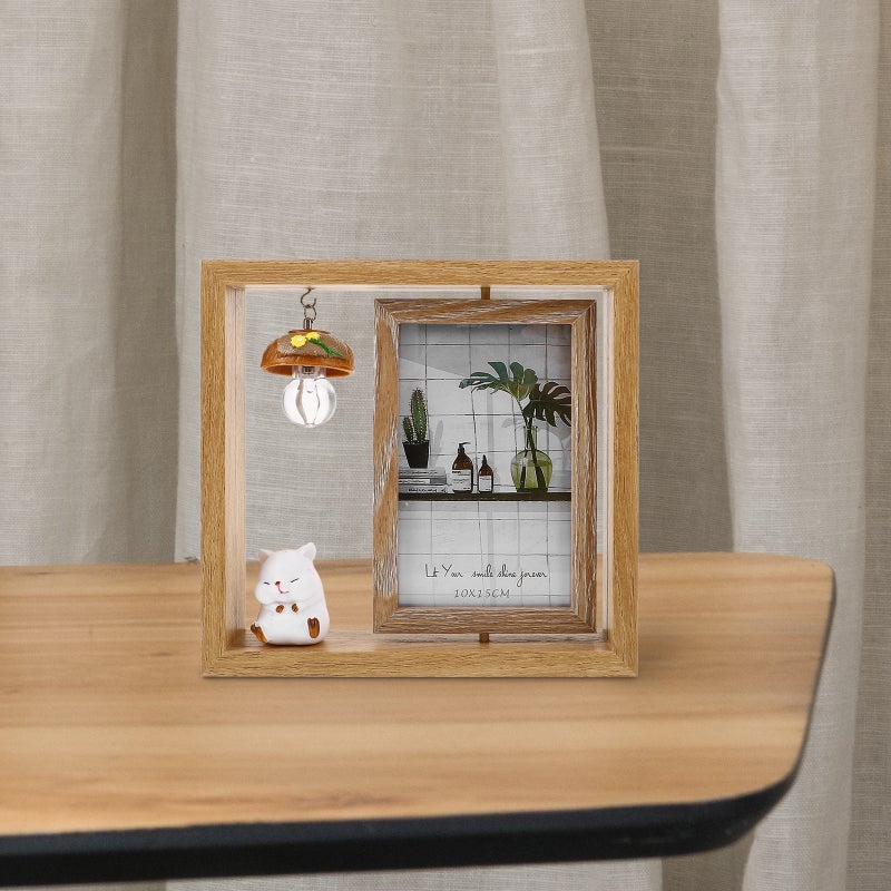 1pc Double-side Rotating Photo Frame Cartoon Photo Frame Desktop Adornment - Image 4