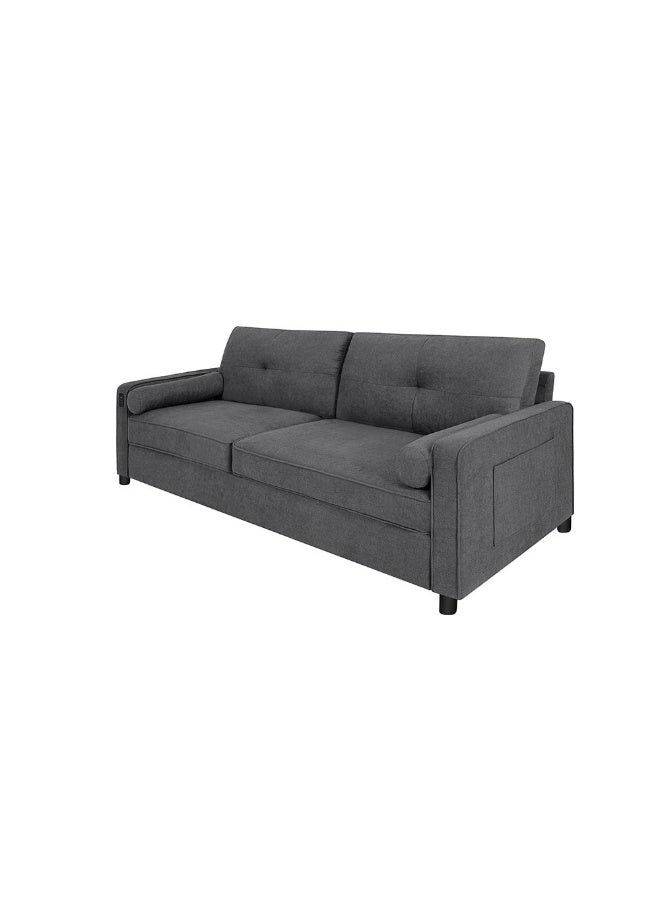 DANUBE HOME Vermax 3 Seater Fabric Sofa Contemporary Loveseat with Soft Upholstery, Modern Design for Cozy Living Room Comfort and Durable Relaxation - Dark Blue  - Image 4