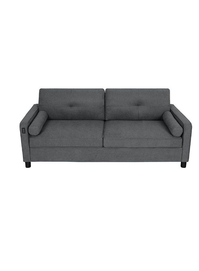 DANUBE HOME Vermax 3 Seater Fabric Sofa Contemporary Loveseat with Soft Upholstery, Modern Design for Cozy Living Room Comfort and Durable Relaxation - Dark Blue  - Image 3