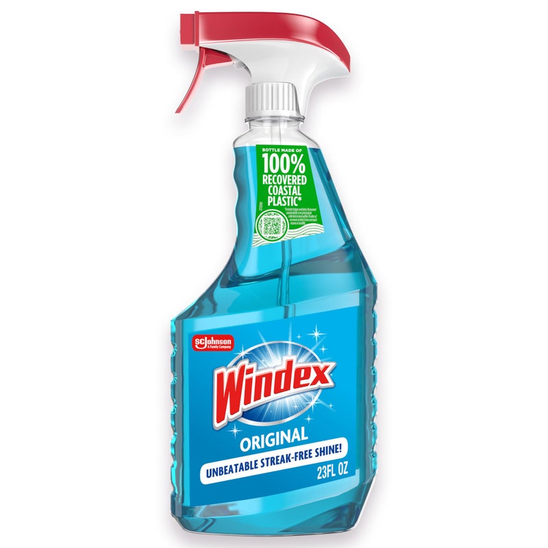 Windex Glass and Window Cleaner Spray Bottle, Packaging Designed to Prevent Leakage and Breaking, Surface Cleaning Spray, Original Blue Scent, 23 Fl Oz - Image 1