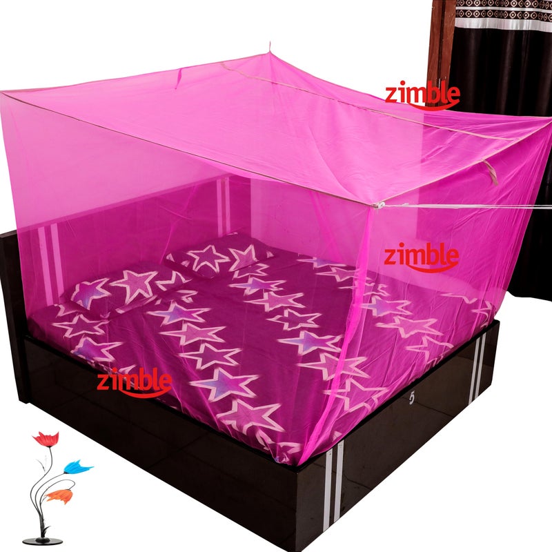 Zimble Mosquito Net 3x6.5 Pink Colour Machardani Single Bed Net Poly Cotton Mosquito Net for Baby Bedroom Family - Image 2