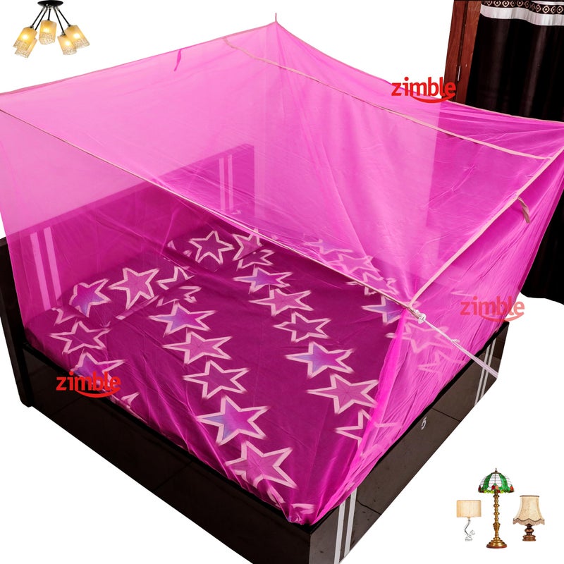 Zimble Mosquito Net 3x6.5 Pink Colour Machardani Single Bed Net Poly Cotton Mosquito Net for Baby Bedroom Family - Image 3