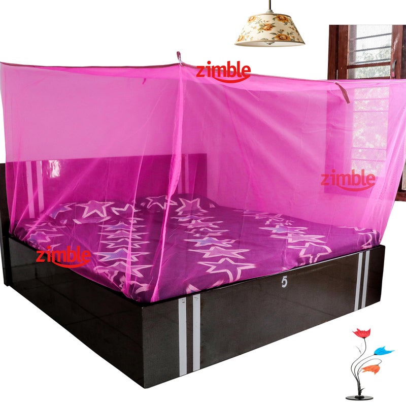 Zimble Mosquito Net 3x6.5 Pink Colour Machardani Single Bed Net Poly Cotton Mosquito Net for Baby Bedroom Family - Image 4