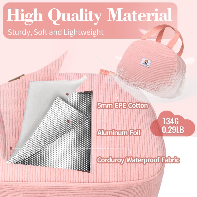 CaCTOUR Lunch Box Lunch Bag for Women Girls Teens, Cute Lunch Box Cooler Bag, Portable Small Insulated LunchBox Reusable Corduroy Lunch Tote for Work/Travel/Picnic/School(Pink) - Image 3