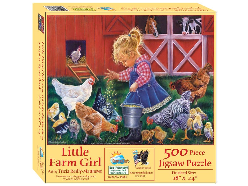 SUNSOUT INC - Little Farm Girl - 500 pc Jigsaw Puzzle by Artist: Tricia Reilly-Matthews - Finished Size 18" x 24" - MPN# 35886 - Image 1