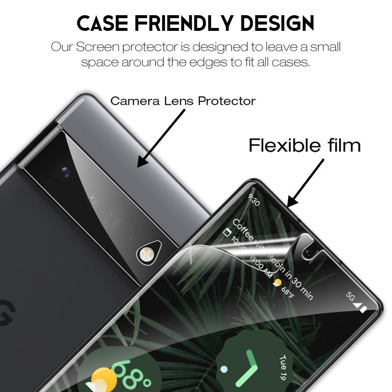 ال كي واقي شاشة LK 2+2 لهاتف Google Pixel 6 Pro، عبوتين من طبقة TPU و2 واقي عدسة الكاميرا، [سهل التركيب] [HD-Clear] واقي شاشة لهاتف Pixel 6 Pro 6.7 بوصة - Image 3