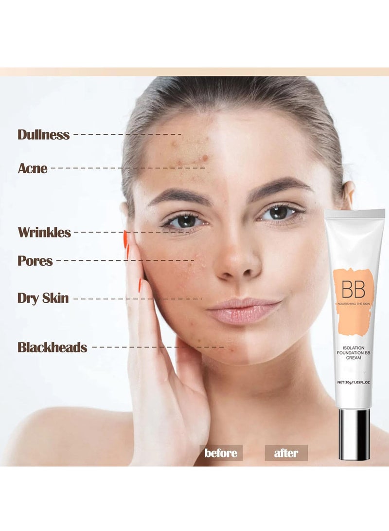 SYOSI Hydrating BB Cream, Full-Coverage Foundation & Concealer, Tinted Moisturizer for Brightening & Even Skin Tone, Firming Color Correcting Cream for All Skin Types  - Image 2