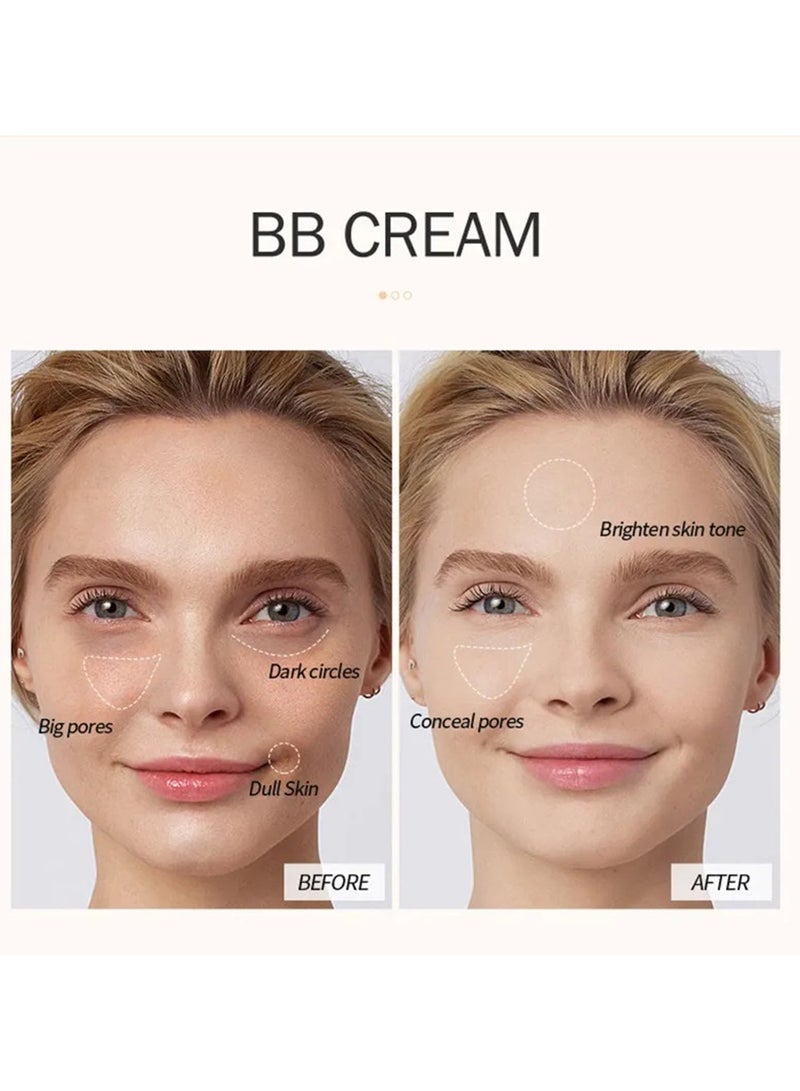 SYOSI Hydrating BB Cream, Full-Coverage Foundation & Concealer, Tinted Moisturizer for Brightening & Even Skin Tone, Firming Color Correcting Cream for All Skin Types  - Image 4