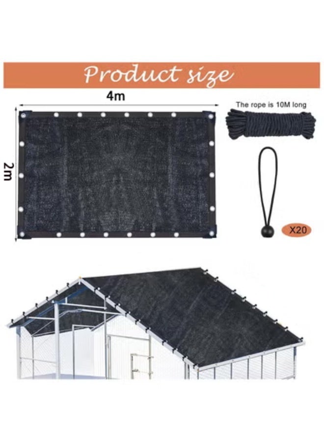 Black Chicken Coop Cover Shade Cloth for Summer Chicken Cages Cover with 20Pcs Ball Bungees Cords Sun Shade Netting Mesh - Image 2