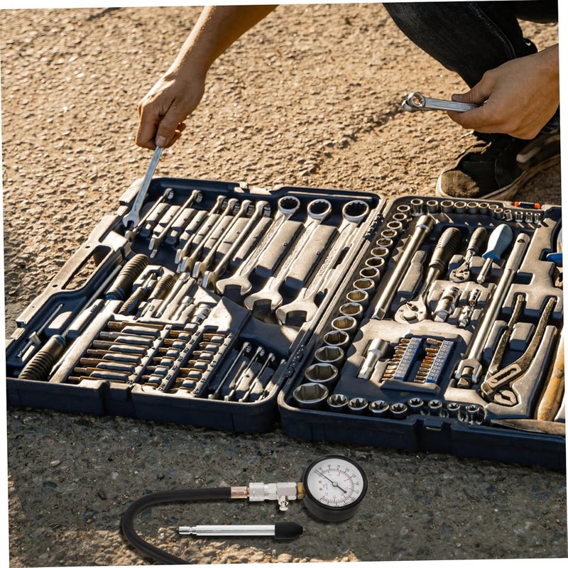 مجموعة اختبار ضغط المحرك 14 قطعة مقياس ضغط السيارات لصيانة وإصلاح السيارات - Image 5