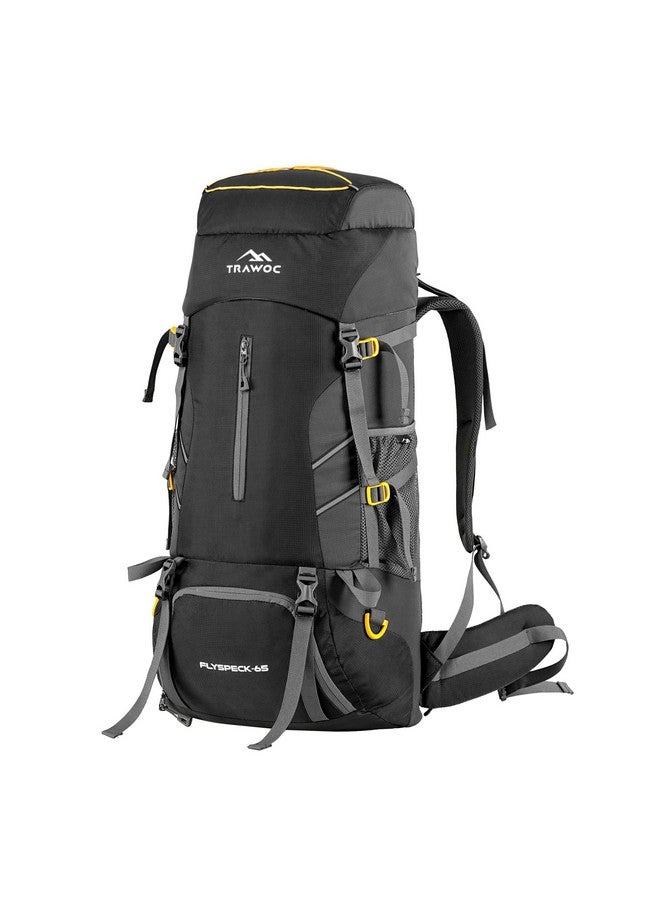 Trawoc حقيبة ترافوك فليسبك 65 لتر للتنزه والتخييم والرحلات للرجال والنساء مع حجرة للأحذية MHK001، ضمان 3 سنوات، سوداء - Image 1