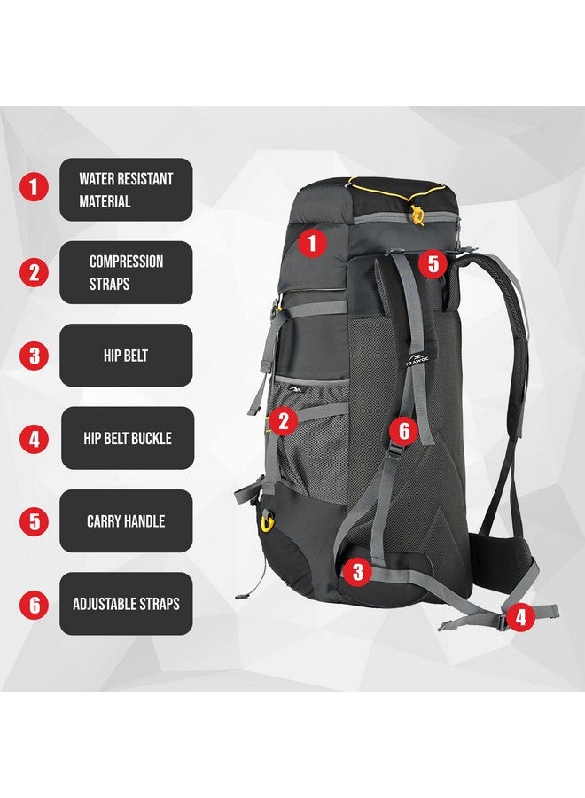 Trawoc حقيبة ترافوك فليسبك 65 لتر للتنزه والتخييم والرحلات للرجال والنساء مع حجرة للأحذية MHK001، ضمان 3 سنوات، سوداء - Image 4