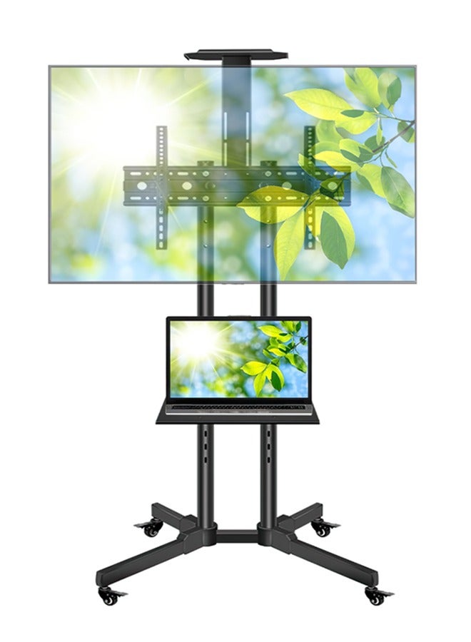 DESINO Mobile TV Stand for 32-70 Inch LCD LED Flat/Curved Screen TVs, Tilt TV Cart Holds up to110 Lbs, Portable TV Stand with Laptop Shelf, Rolling TV Floor Stand Max VESA 400x400mm - Image 1