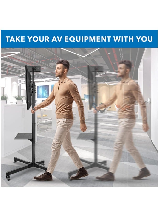 DESINO Mobile TV Stand for 32-70 Inch LCD LED Flat/Curved Screen TVs, Tilt TV Cart Holds up to110 Lbs, Portable TV Stand with Laptop Shelf, Rolling TV Floor Stand Max VESA 400x400mm - Image 5