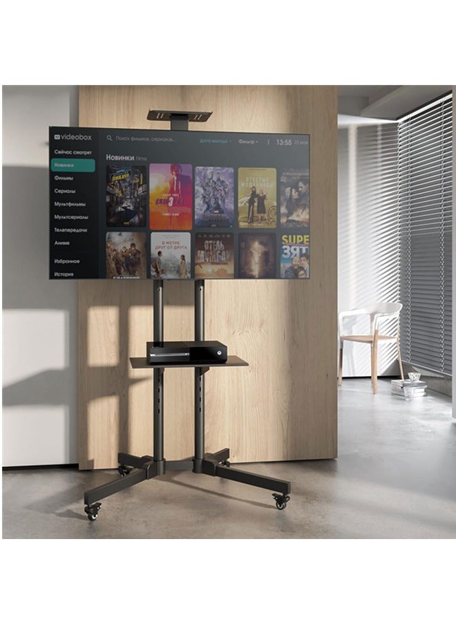 DESINO Mobile TV Stand for 32-70 Inch LCD LED Flat/Curved Screen TVs, Tilt TV Cart Holds up to110 Lbs, Portable TV Stand with Laptop Shelf, Rolling TV Floor Stand Max VESA 400x400mm - Image 2