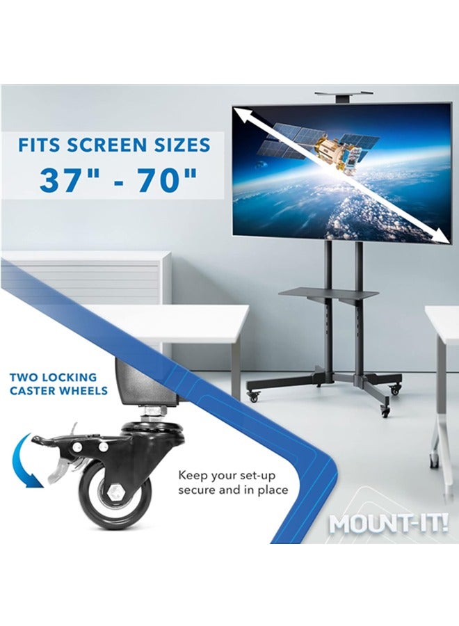 DESINO Mobile TV Stand for 32-70 Inch LCD LED Flat/Curved Screen TVs, Tilt TV Cart Holds up to110 Lbs, Portable TV Stand with Laptop Shelf, Rolling TV Floor Stand Max VESA 400x400mm - Image 4