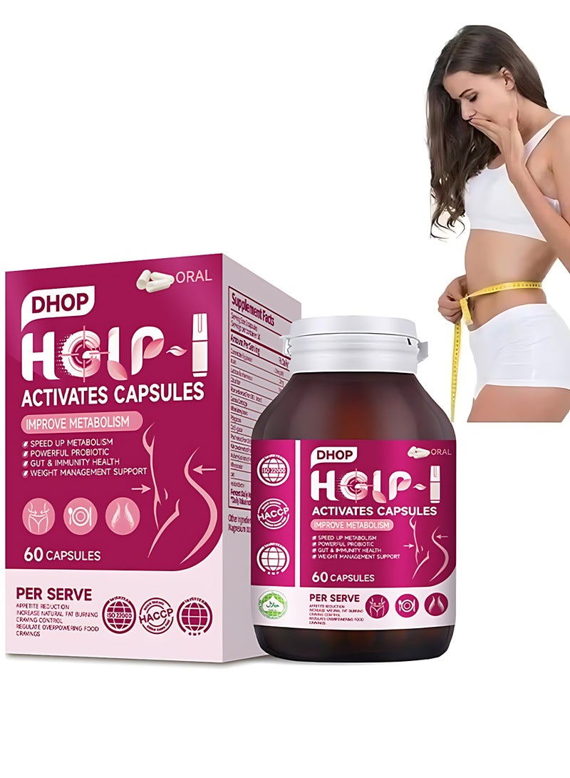 DHOP HGLP-1 Fat Burner Capsules, Metabolism & Immunity Support, Healthy Weight Loss Supplement, 60 Capsules - Image 1