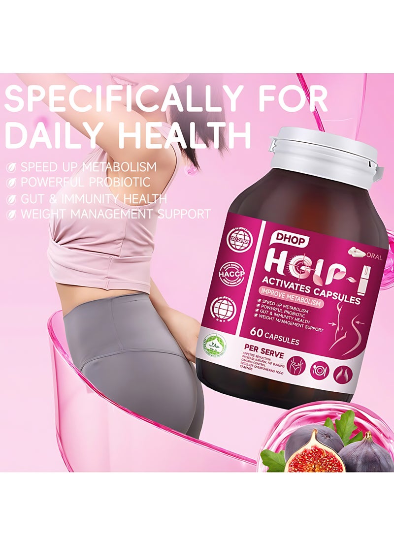 DHOP HGLP-1 Fat Burner Capsules, Metabolism & Immunity Support, Healthy Weight Loss Supplement, 60 Capsules - Image 3