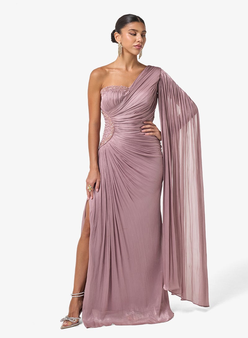 Threadz by Ajooni One Shoulder Plisse Maxi Dress - Image 1