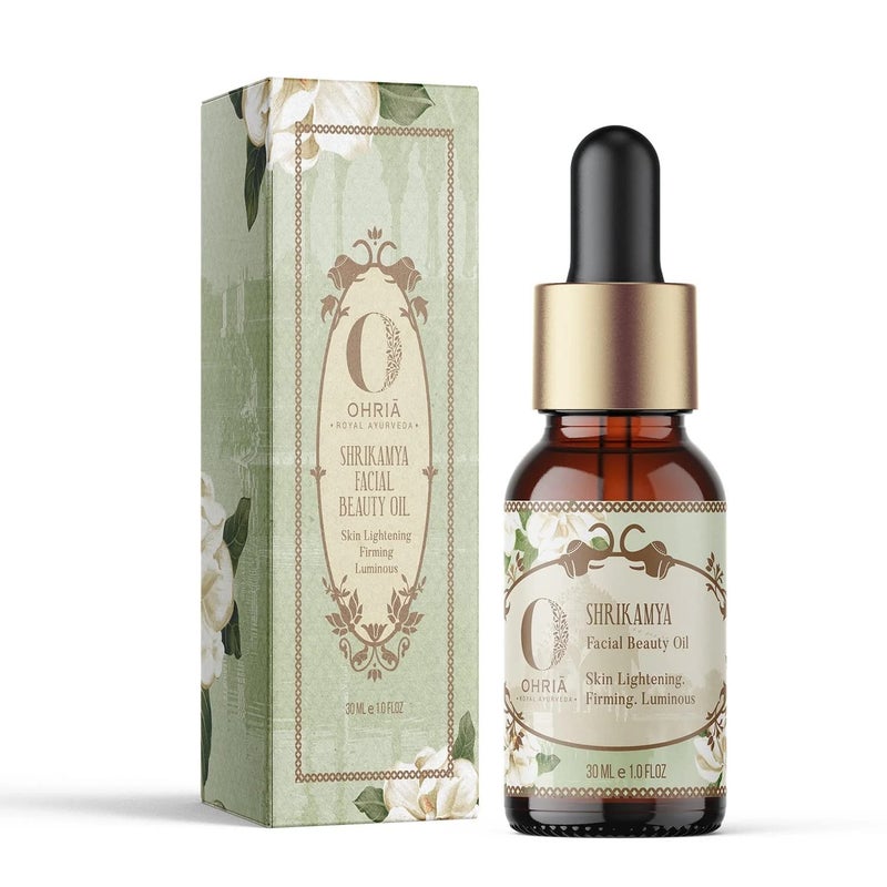 Ohria Ayurveda Shrikamya Facial Beauty Oil Skin Lightening Firming Moisture Restoring Illuminating Oil For All Skin Types Men Women 30ml - Image 1