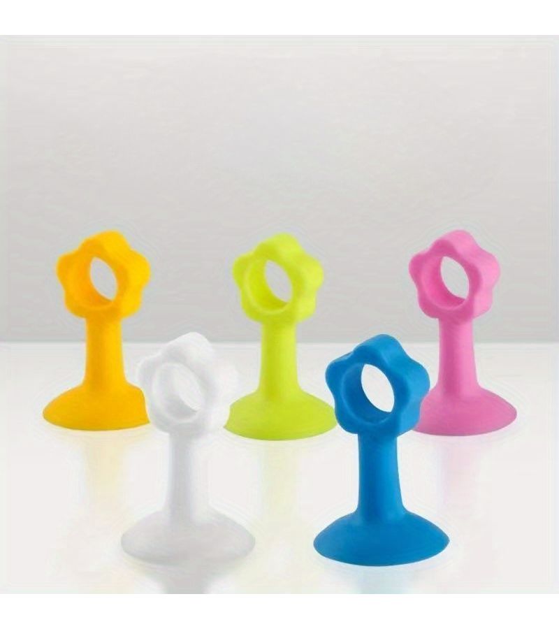 5 Packs No Drill Door Stoppers Yellow Blue Pink White Green - Image 2