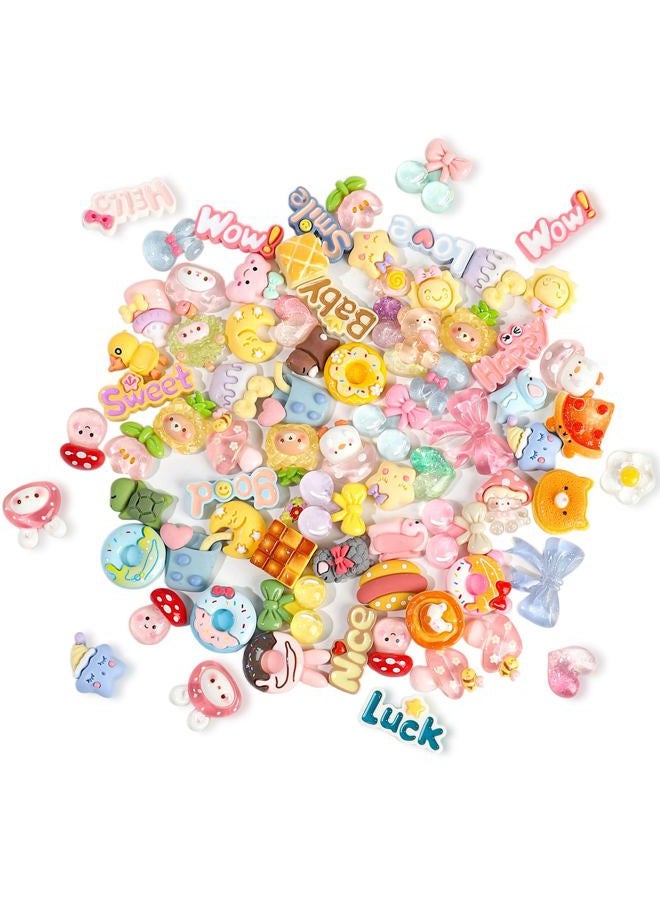 DIYOMR 3D Sticker Charms,70Pcs Bulk Mixed Slime Charm Resin Art Stickers Decor for DIY/Handcraft/Photo Album/Hair Accessories/Laptops - Image 1