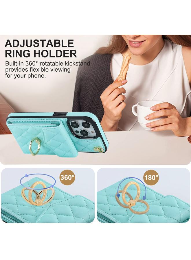 اس-توب جراب لهاتف iPhone 15 Pro Max بتصميم معيني مع حقيبة بطاقات وحبل طويل - Image 4