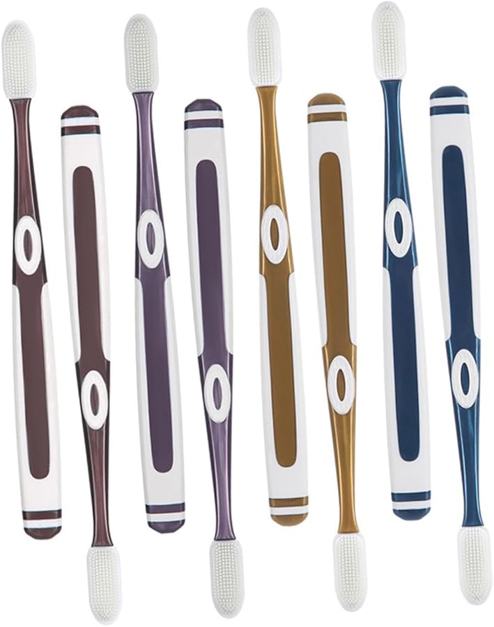 FRCOLOR 8 Pack Soft Silicone Manual Toothbrush with Ergonomic Grip for Adult Travel Camping Business Use - Image 2