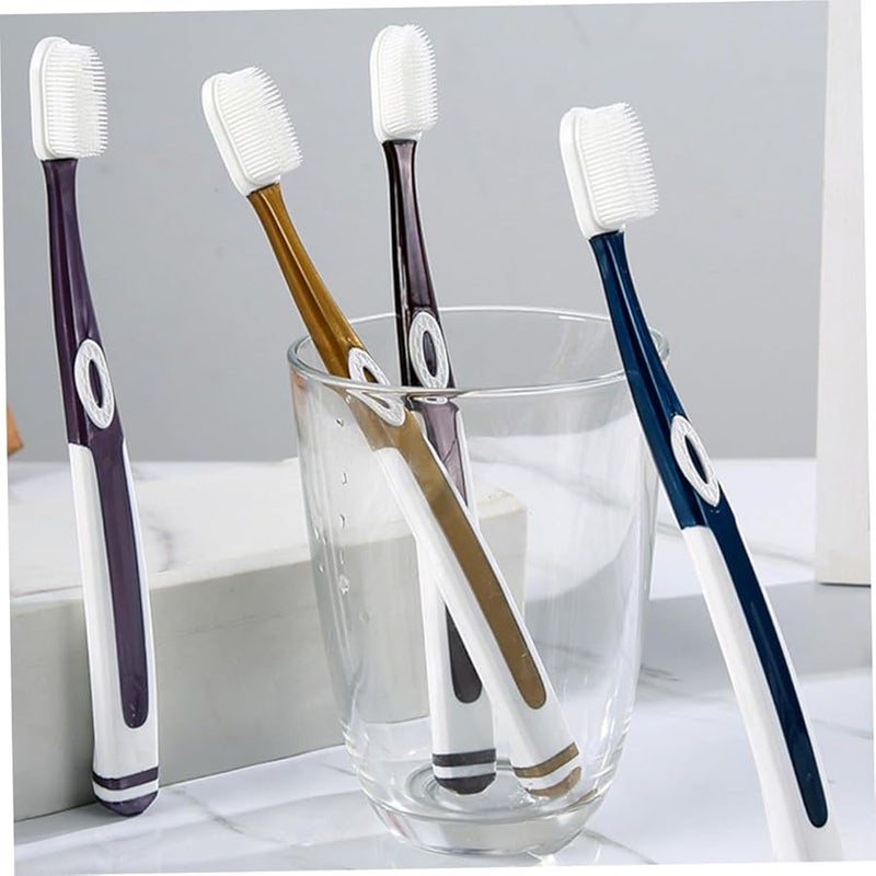 FRCOLOR 8 Pack Soft Silicone Manual Toothbrush with Ergonomic Grip for Adult Travel Camping Business Use - Image 4