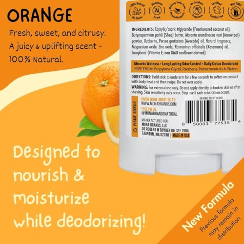 MONA 100% Natural Deodorant for Kids | Safe For Girls & Boys with Sensitive Skin | Baking Soda Free, Aluminum Free | Vegan, Non-GMO, Gluten and Cruelty free (2-PK ORANGE 1.76 Oz each) - Image 2