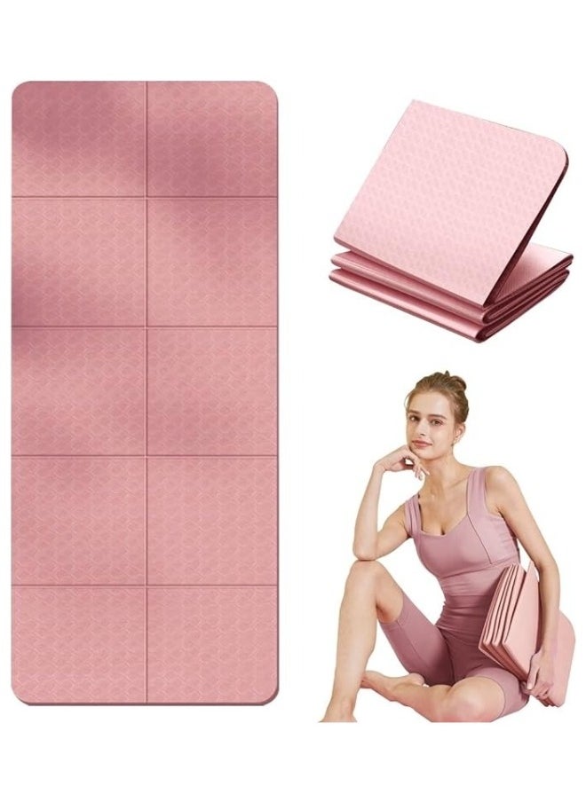 ShebSheb Foldable Yoga Mat Sport Mat Lightweight And 6mm Thick  TPE Yoga Mat Non Slip For Yoga Pilates Fitness Workouts Travel  - Image 1