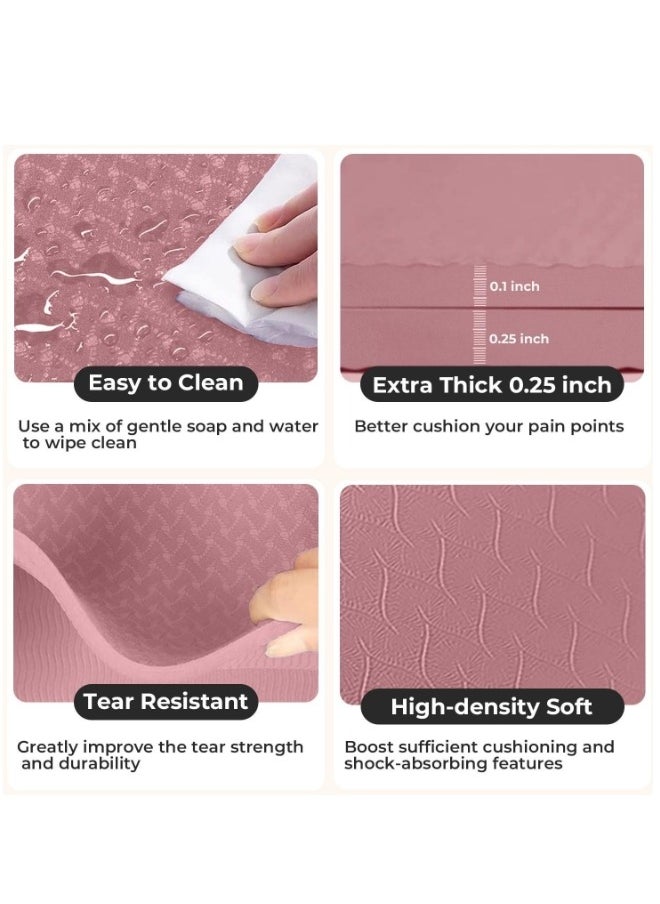 ShebSheb Foldable Yoga Mat Sport Mat Lightweight And 6mm Thick  TPE Yoga Mat Non Slip For Yoga Pilates Fitness Workouts Travel  - Image 2