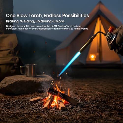 HACER Butane Brazing Blow Torch LPG Single Nozzle Manual Ignition Heat Gun For Outdoor Use Cooking Copper Pipe Welding Camping Jewelry Repair Work Tool Burner (Pack of 1) - Image 5