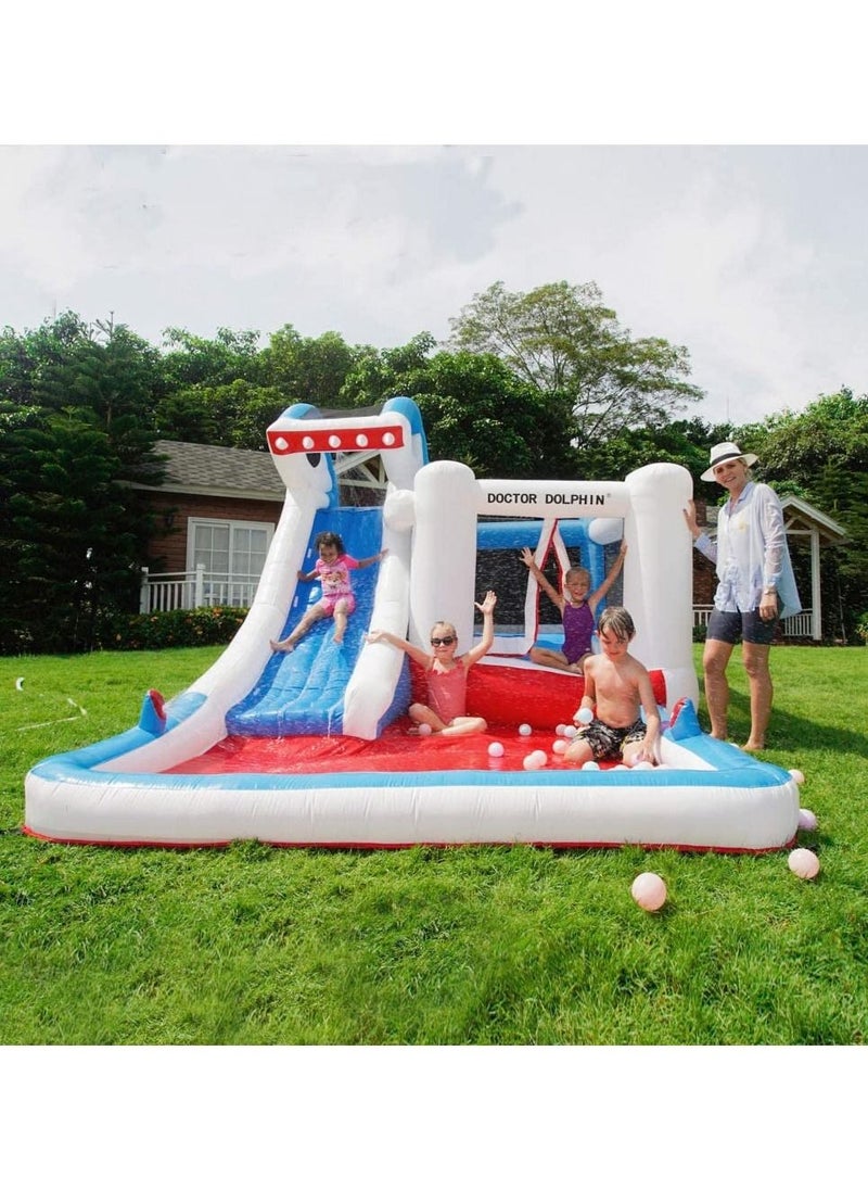 LIMOS - Outdoor Inflatable Bouncer Kids Bouncy Castle With Slide For Children(Shark Blue) - Image 1