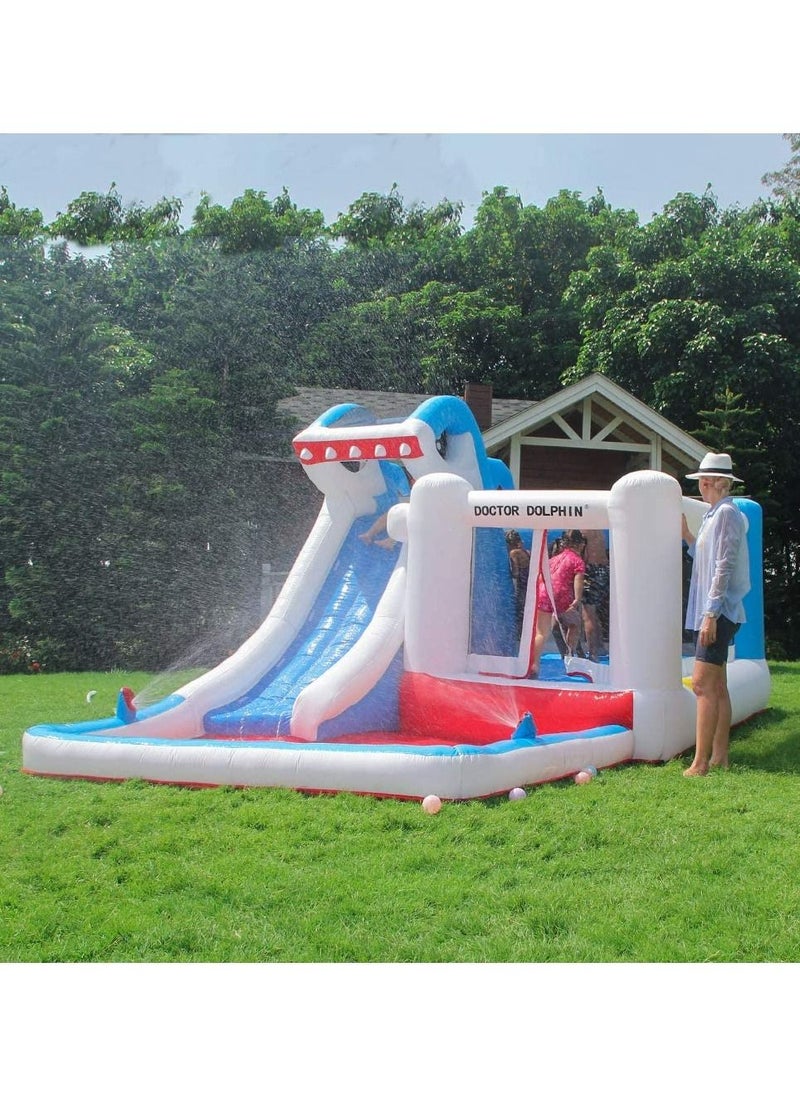 LIMOS - Outdoor Inflatable Bouncer Kids Bouncy Castle With Slide For Children(Shark Blue) - Image 1