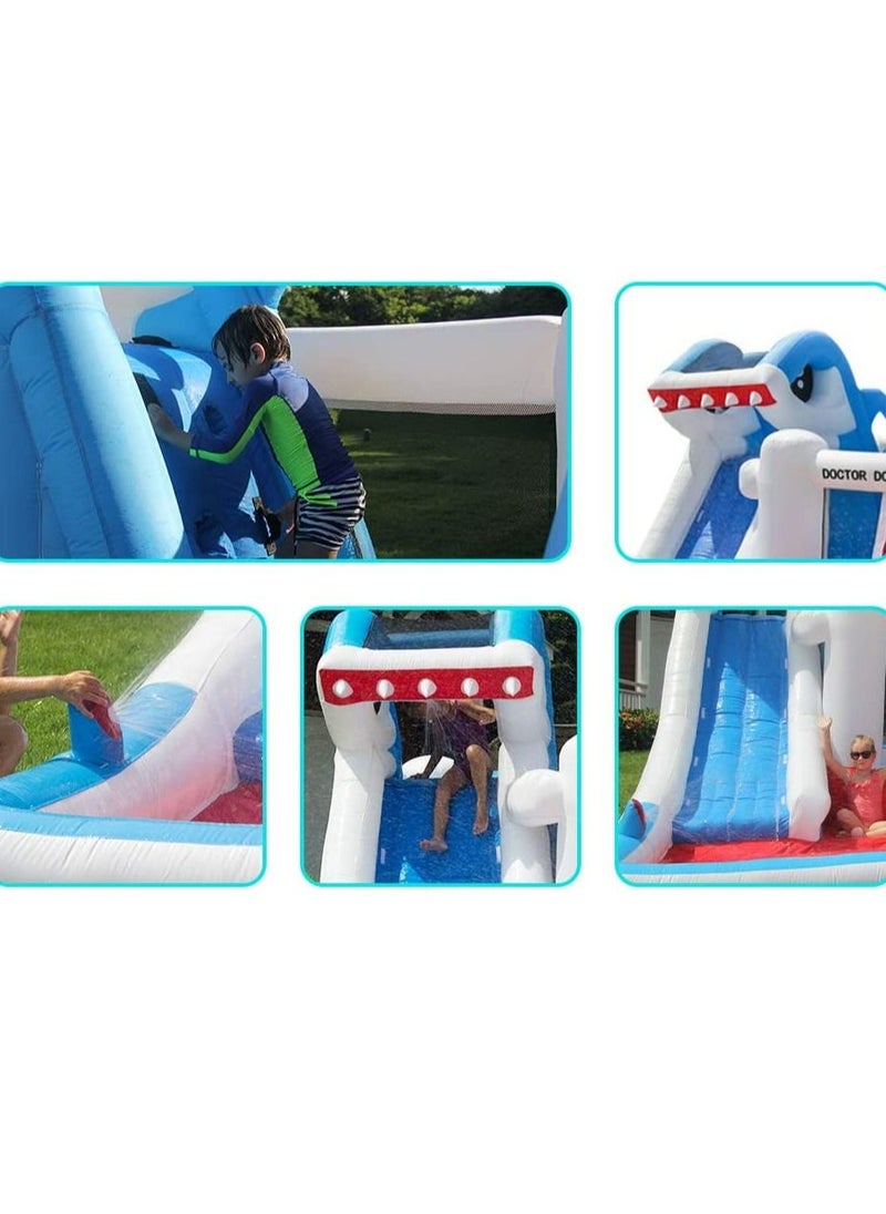 LIMOS - Outdoor Inflatable Bouncer Kids Bouncy Castle With Slide For Children(Shark Blue) - Image 1