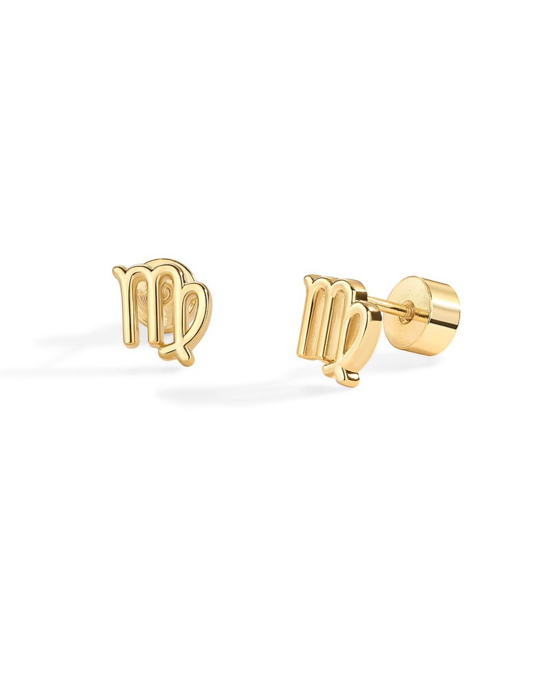 PAVOI 14K Yellow Gold Plated 925 Sterling Silver Posts Zodiac Sign Flat Back Earring Studs | Birthday Gift for Women | Astrology Earring Pair | Virgo - Image 3